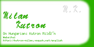 milan kutron business card